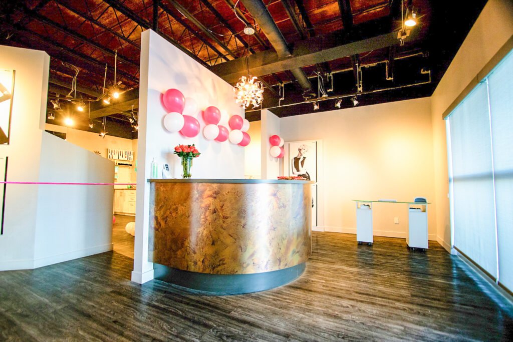 Luxurious interior of Ruwis' Hair, Beauty & Nails salon in Winnipeg